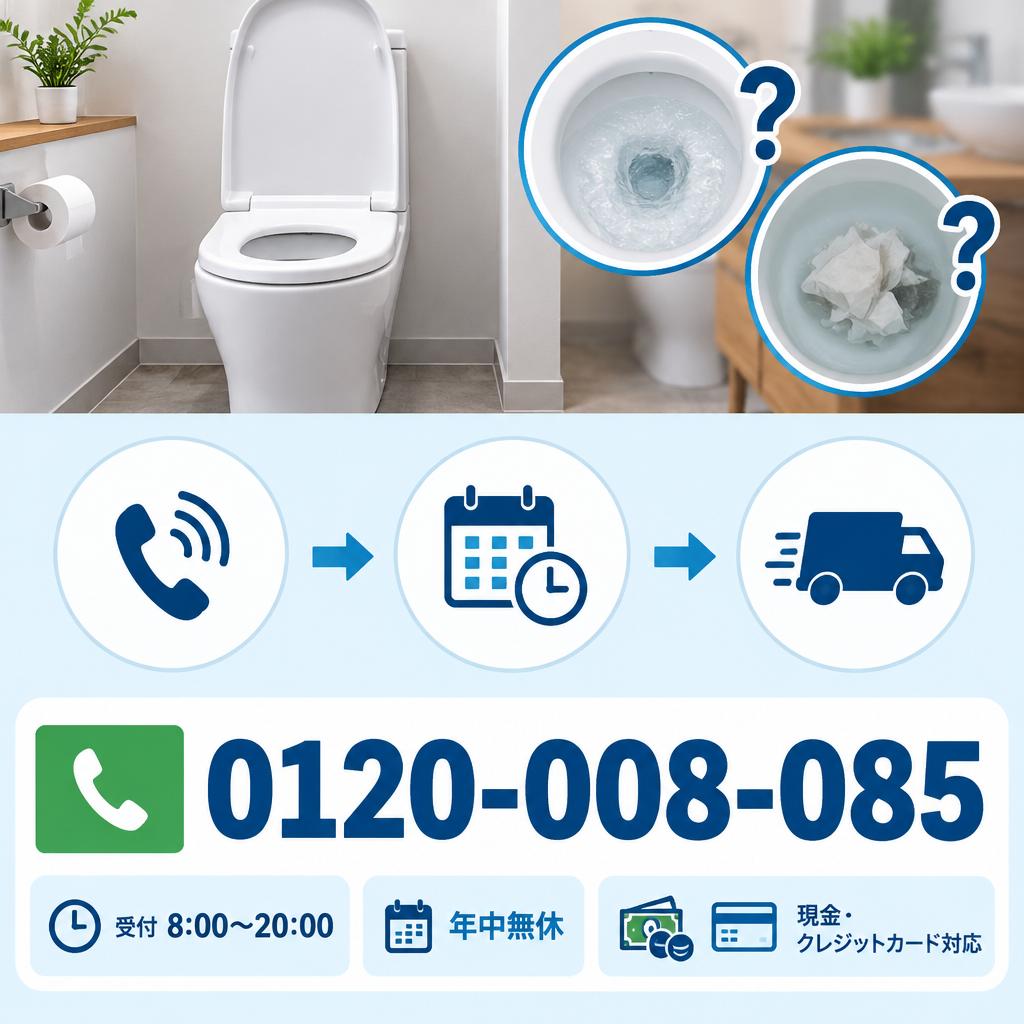 川口市のトイレ詰まり、まずはお電話ください