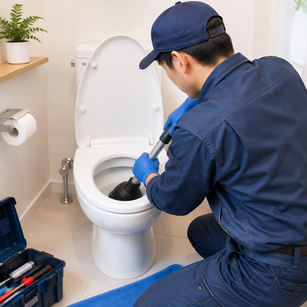 川口市のトイレ詰まり、突然の「流れない！」に最短即日対応。原因を見極め、納得のお見積りから安全な修理までダッシュ水道にお任せください。